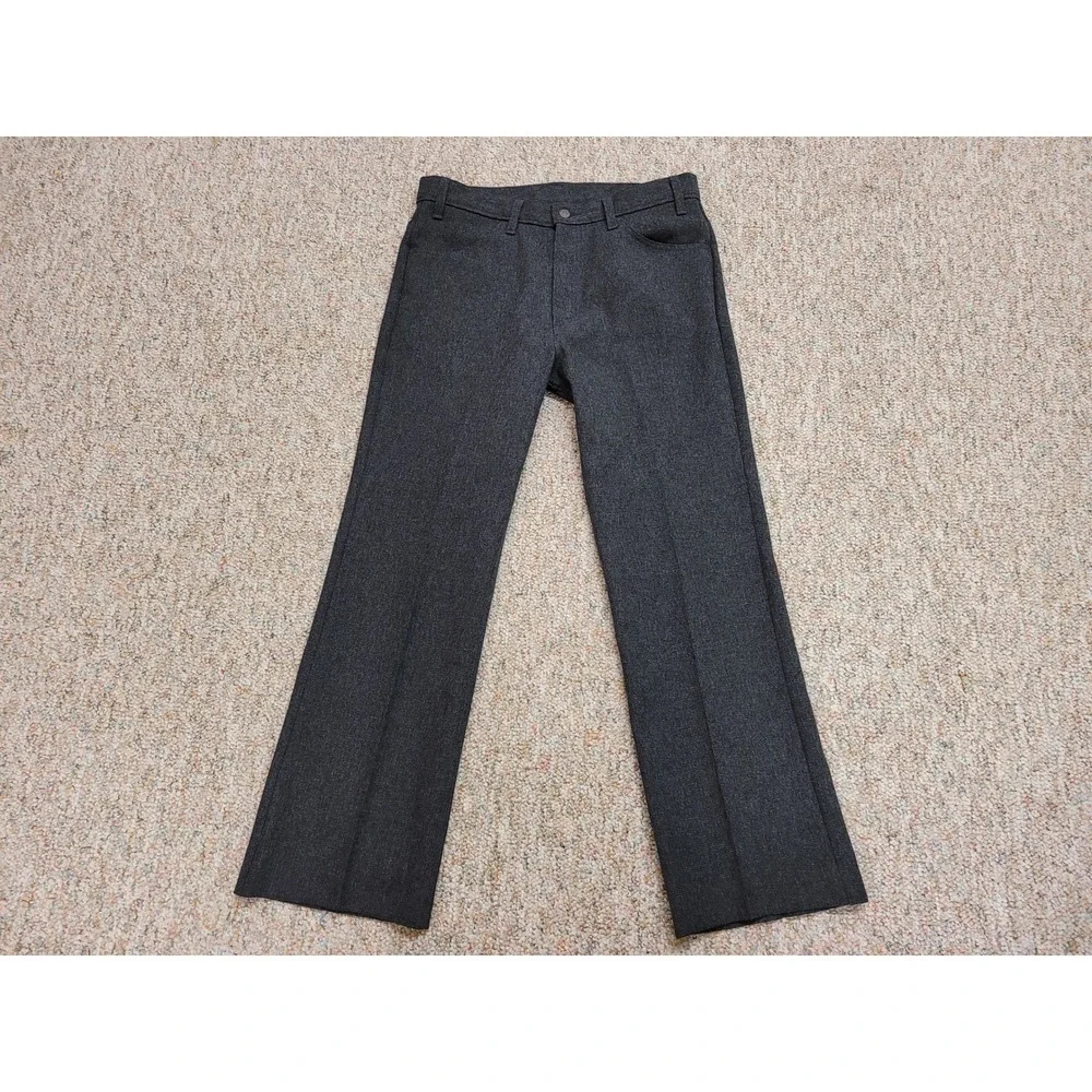 Levis Action Slacks Mens 34x30 Grey Vintage Boot Cut Sta-Prest Trousers 517-6259